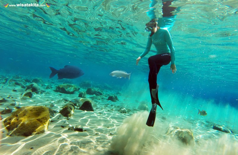 kegiatan snorkling di Umbul Ponggok Klaten