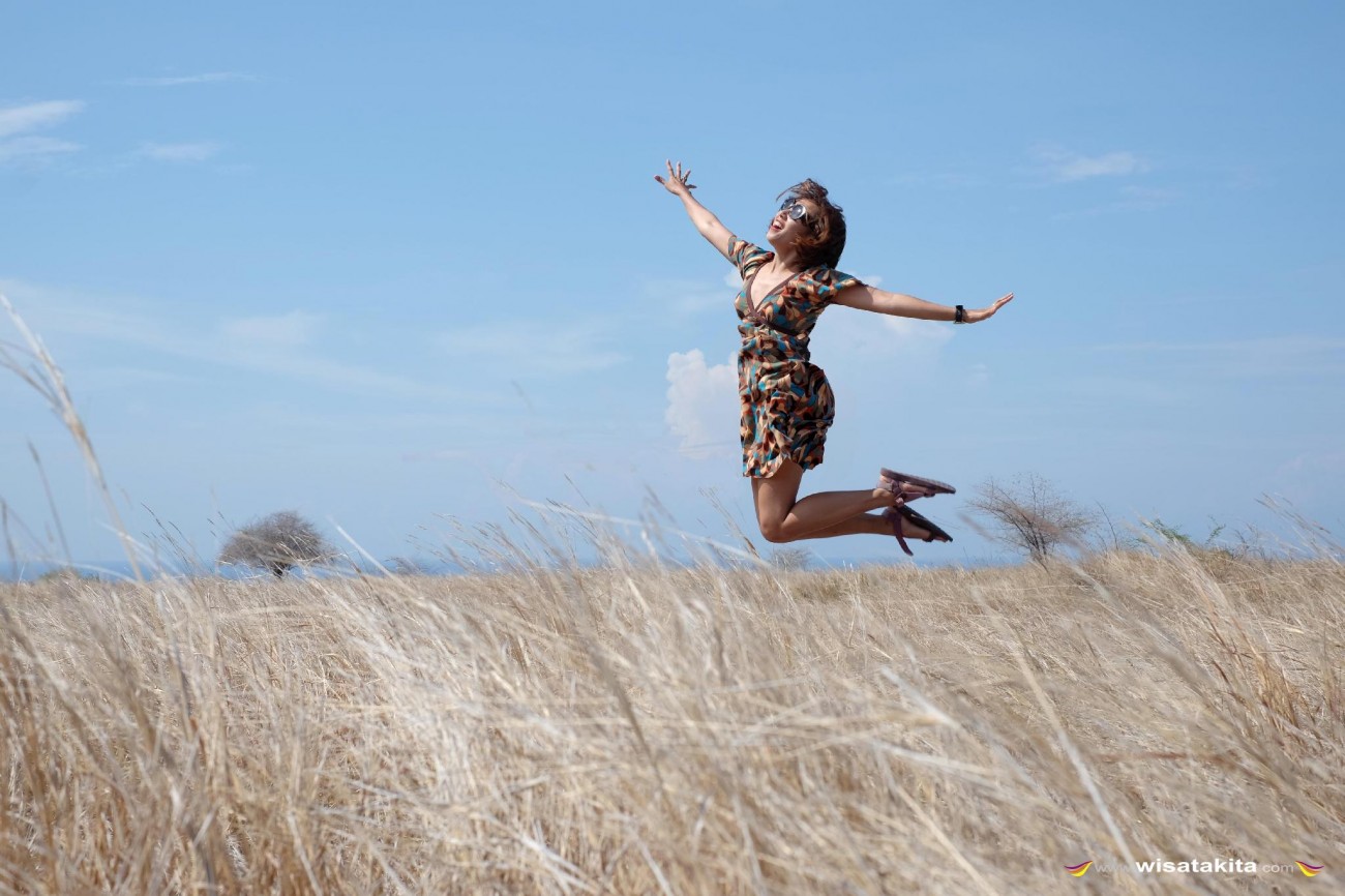 Melompat di padang rumput Purukambera Sumba